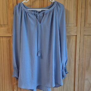 Westbound Light Blue Tassel Blouse